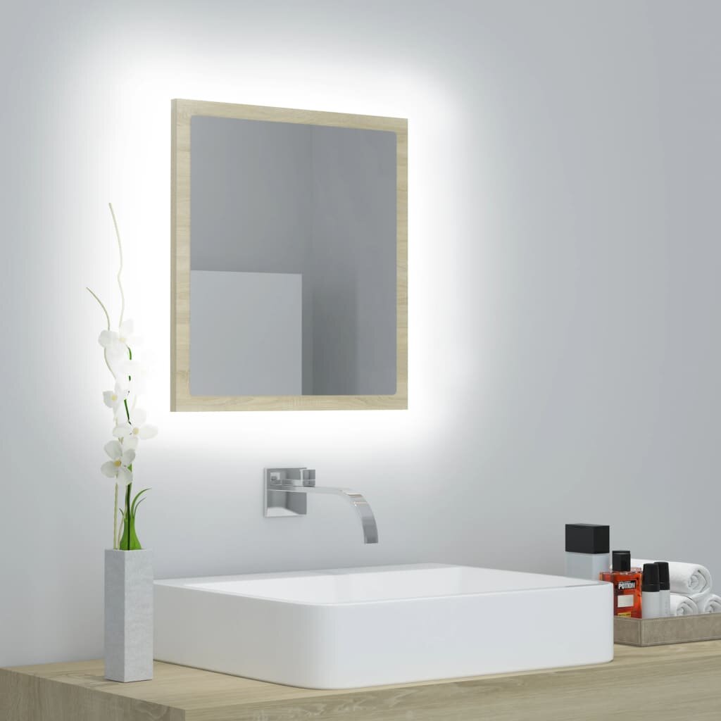 Image of LED Bathroom Mirror Sonoma Oak 157"x33"x146" Chipboard