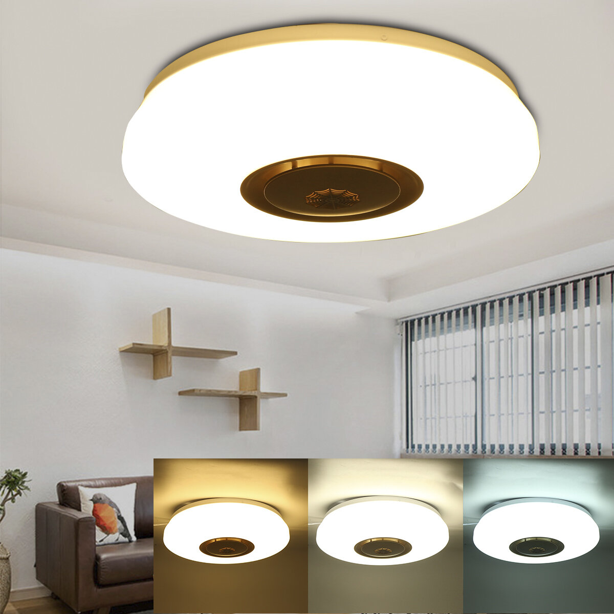 Image of LED Ceiling Lamp Dimmable APP Control 85-265V Smoke Alarm Modern Minimalist Acrylic Round Lighting Living Room Lamp Bedr