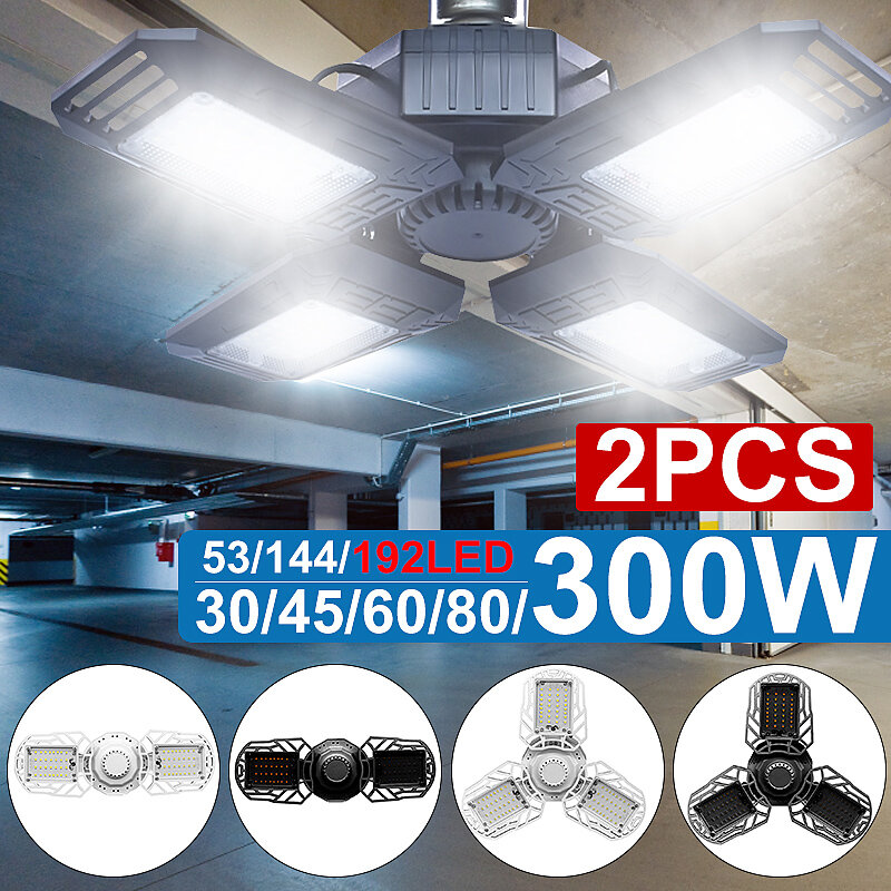 Image of LED Garage Light 360 Degrees Deformable 2835 Led Ceiling Light For Workshop Folding Four-Leaf Deformation Lamp