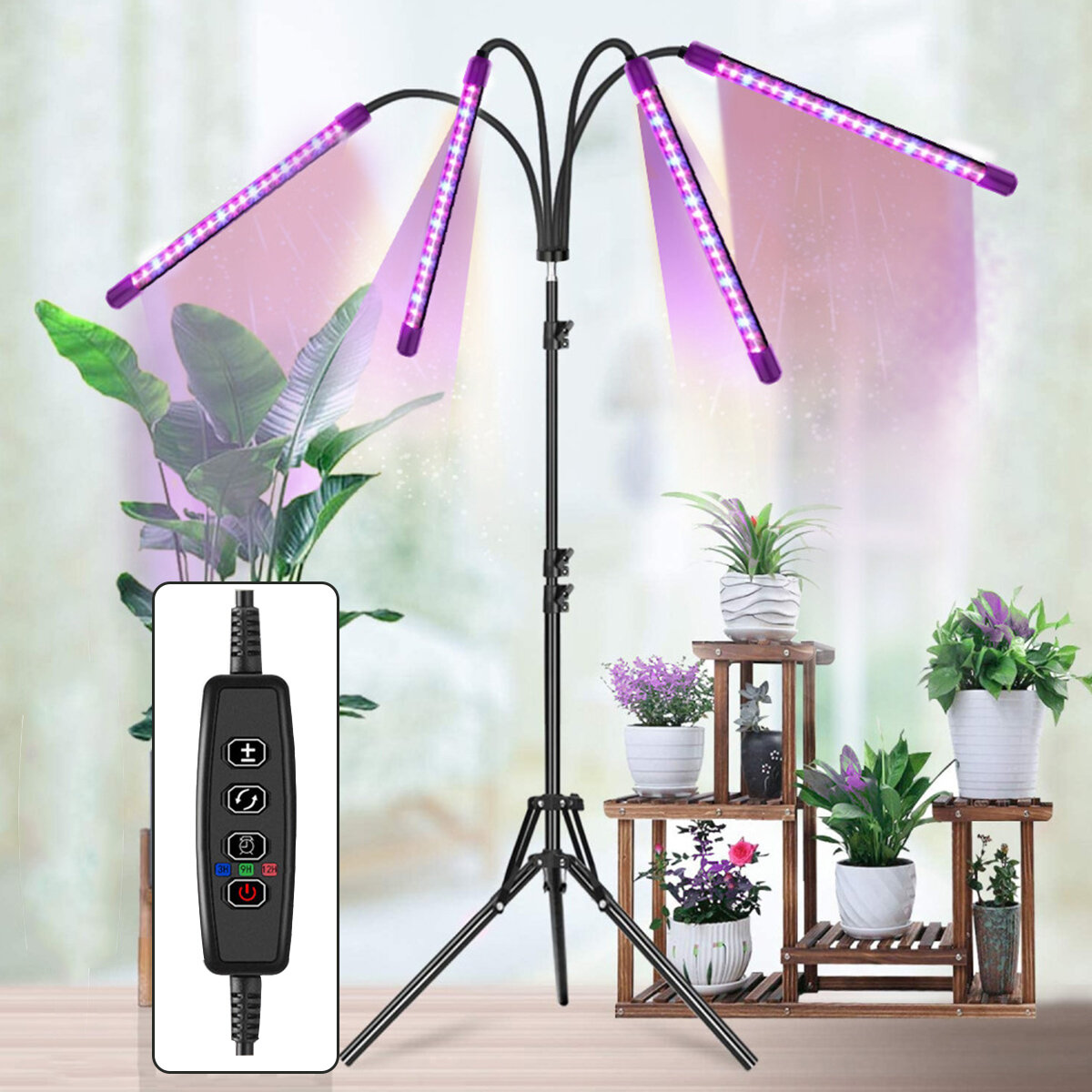 Image of LED Grow Light Tripod Plant Growing Lamp Lights With Tripod For Indoor Plants