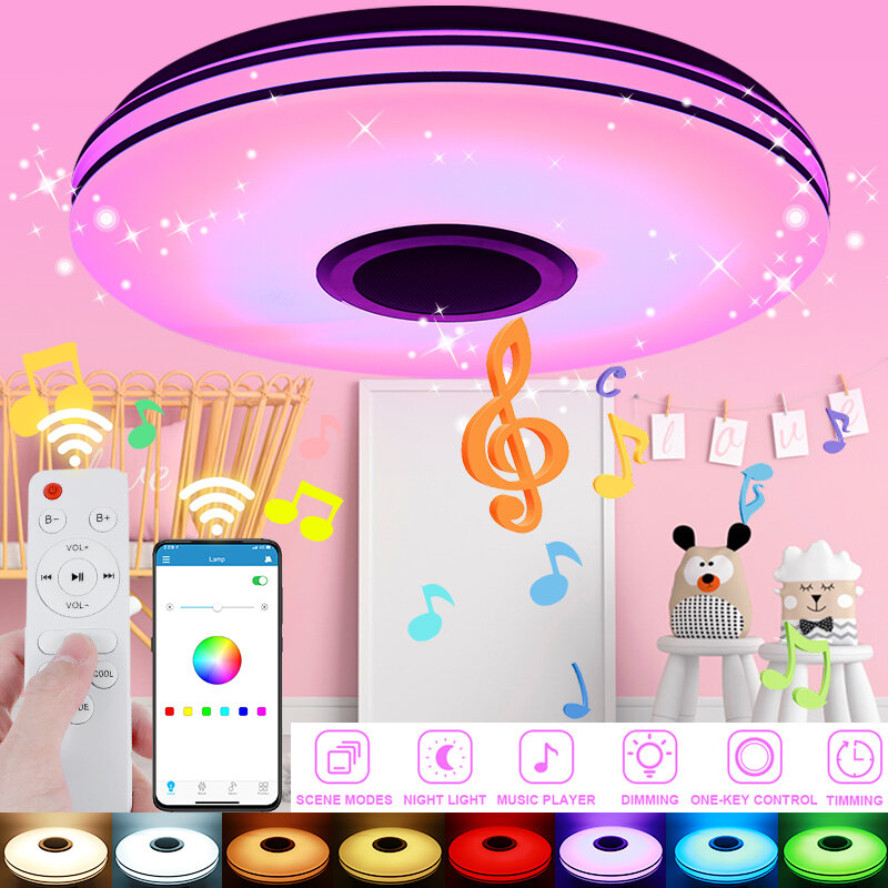 Image of LED RGB Music Ceiling Lamp bluetooth APP+Remote Control Children's Room Bedroom