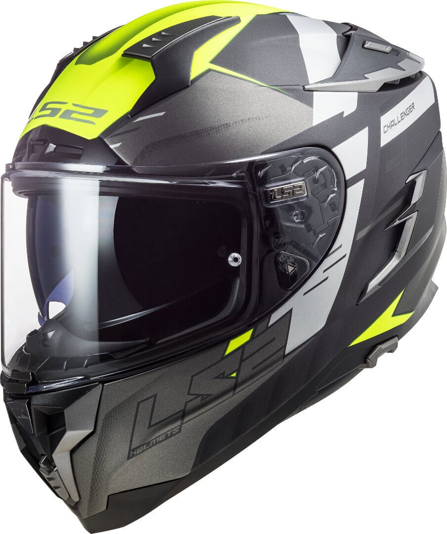 Image of LS2 FF327 Challenger Allert Matt Titan Hi-Vis Yellow Full Face Helmet Size S ID 6934432864579
