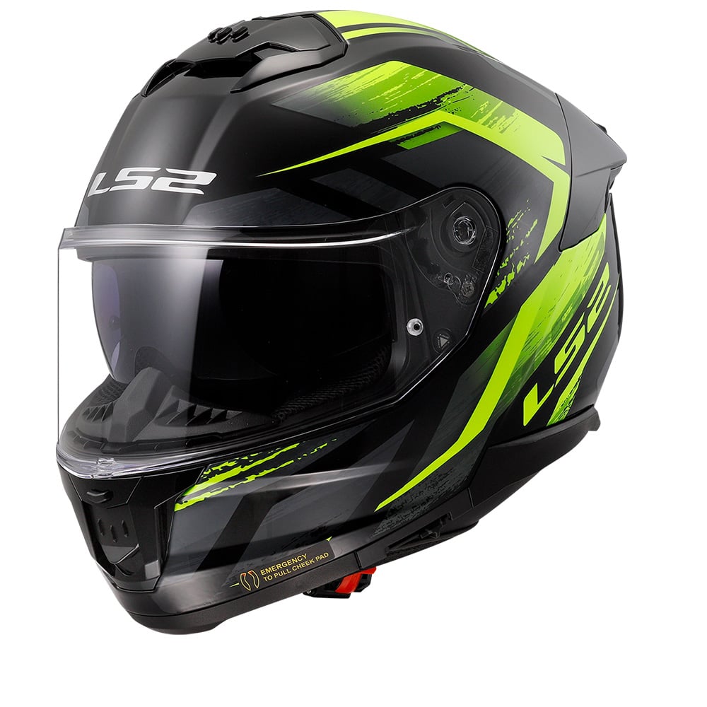 Image of LS2 FF808 Stream II Fury Black H-V Yellow-06 Full Face Helmet Size XS ID 6923221186350