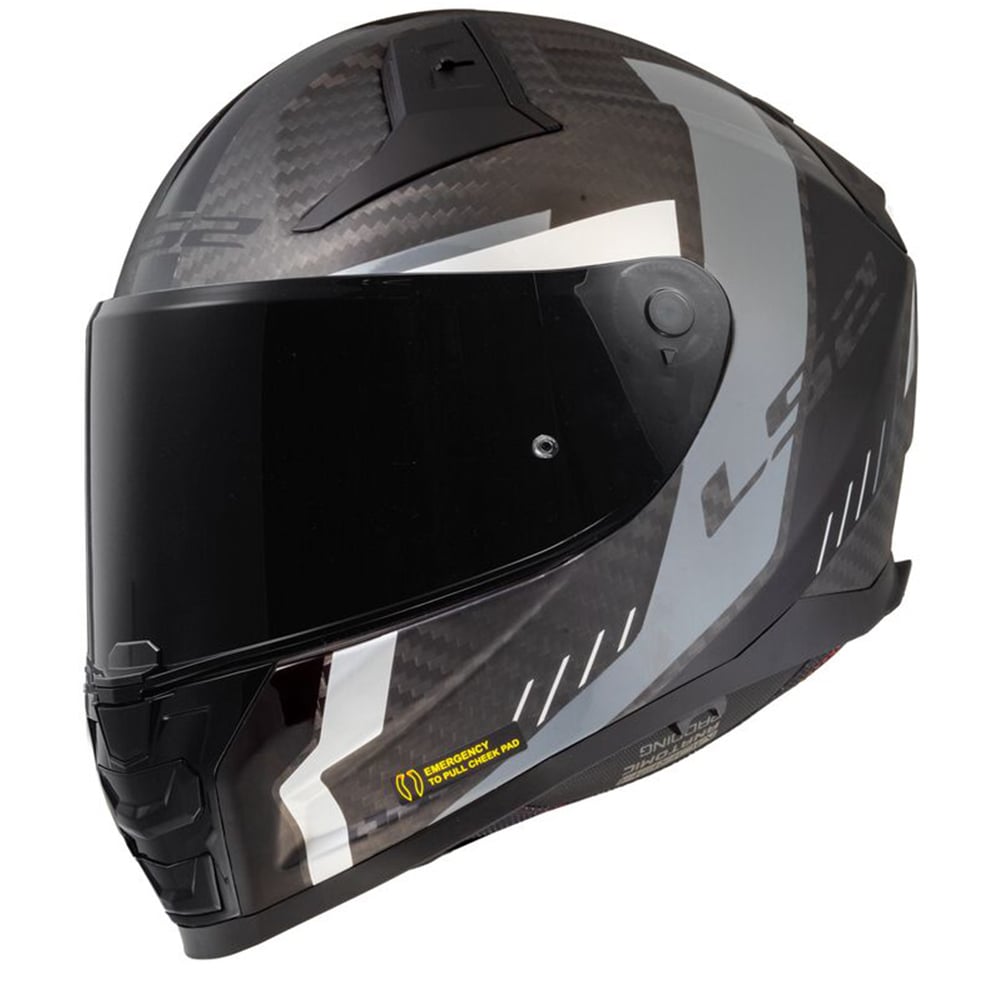 Image of LS2 FF811 Vector II Carbon Grid Matt Black Grey Full Face Helmet Size S ID 6942141748431