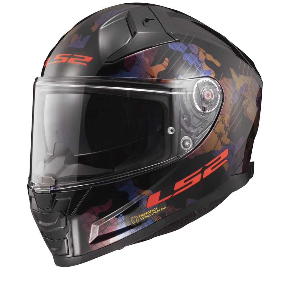 Image of LS2 FF811 Vector II Kamo Glossy Black Blue-06 Full Face Helmet Talla 2XL