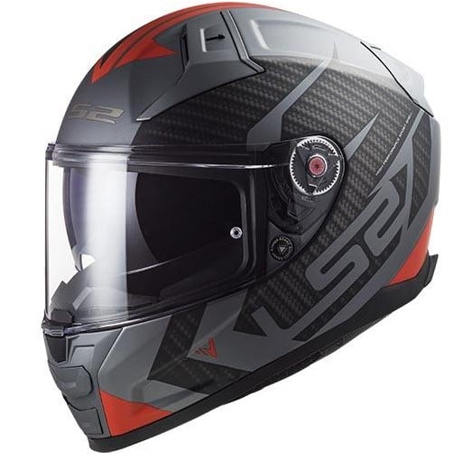 Image of LS2 FF811 Vector II Splitter Matt Titanium Red Full Face Helmet Talla XS