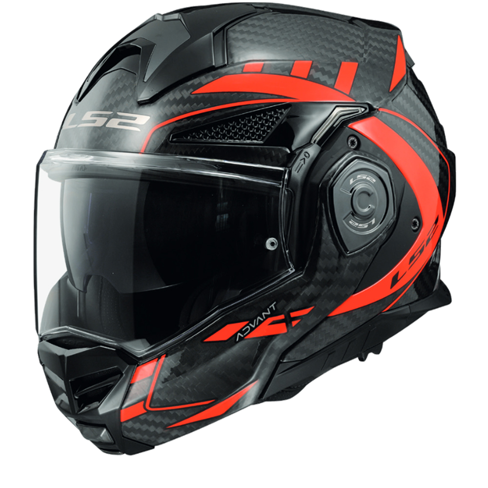 Image of LS2 FF901 Advant X Carbon Future Glossy Red Modular Helmet Size XS EN