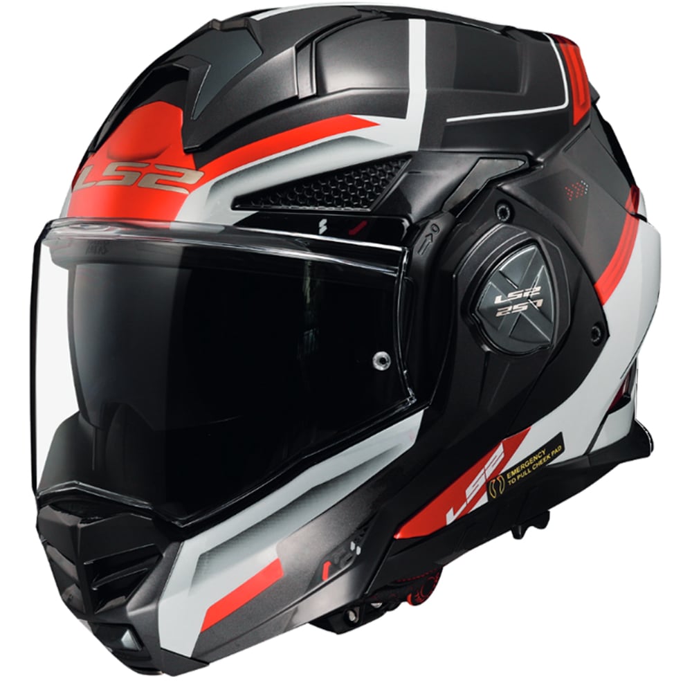 Image of LS2 FF901 Advant X Spectrum Black White Red Modular Helmet Talla 2XL