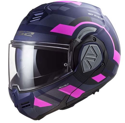 Image of LS2 FF906 Advant Velum Matt Blue Fluo Pink Modular Helmet Size XL ID 6923221123058