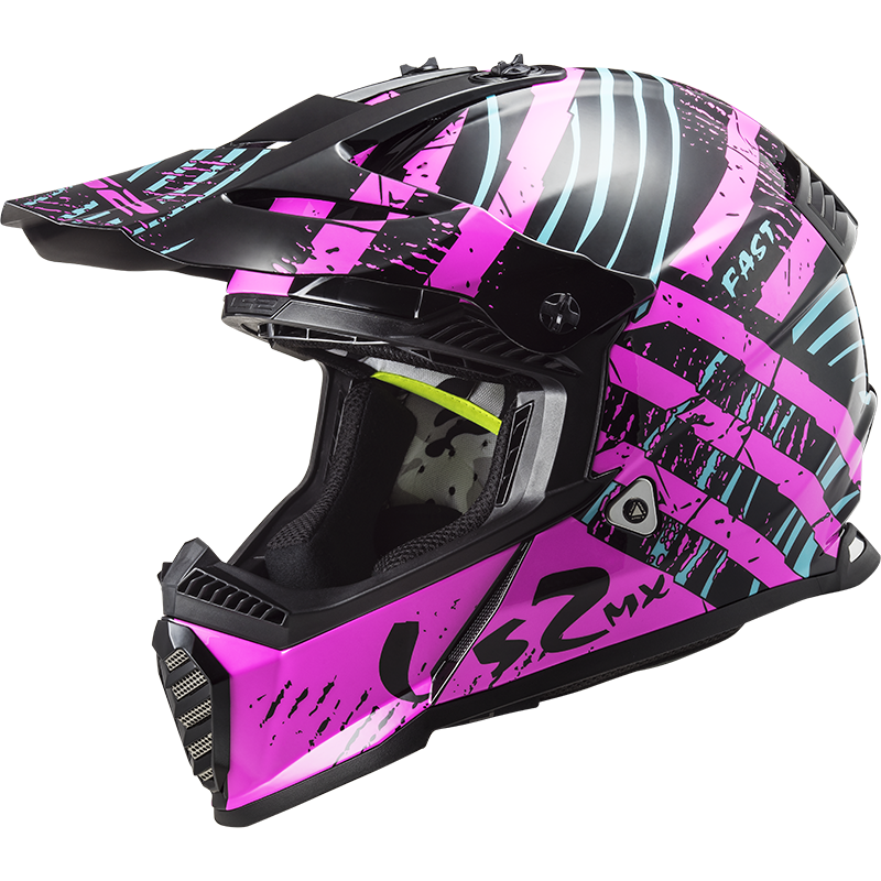 Image of LS2 MX437 Fast Evo Verve Black Fluo Pink Offroad Helmet Size 2XL ID 6923221113639