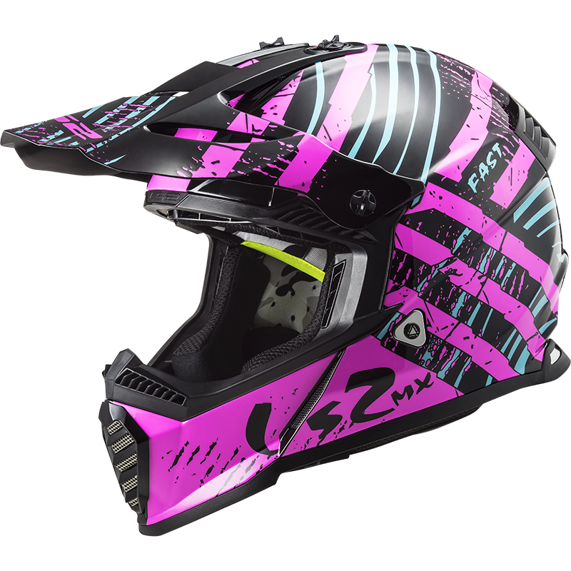 Image of LS2 MX437 Fast Evo Verve Black Fluo Pink Offroad Helmet Talla 2XL