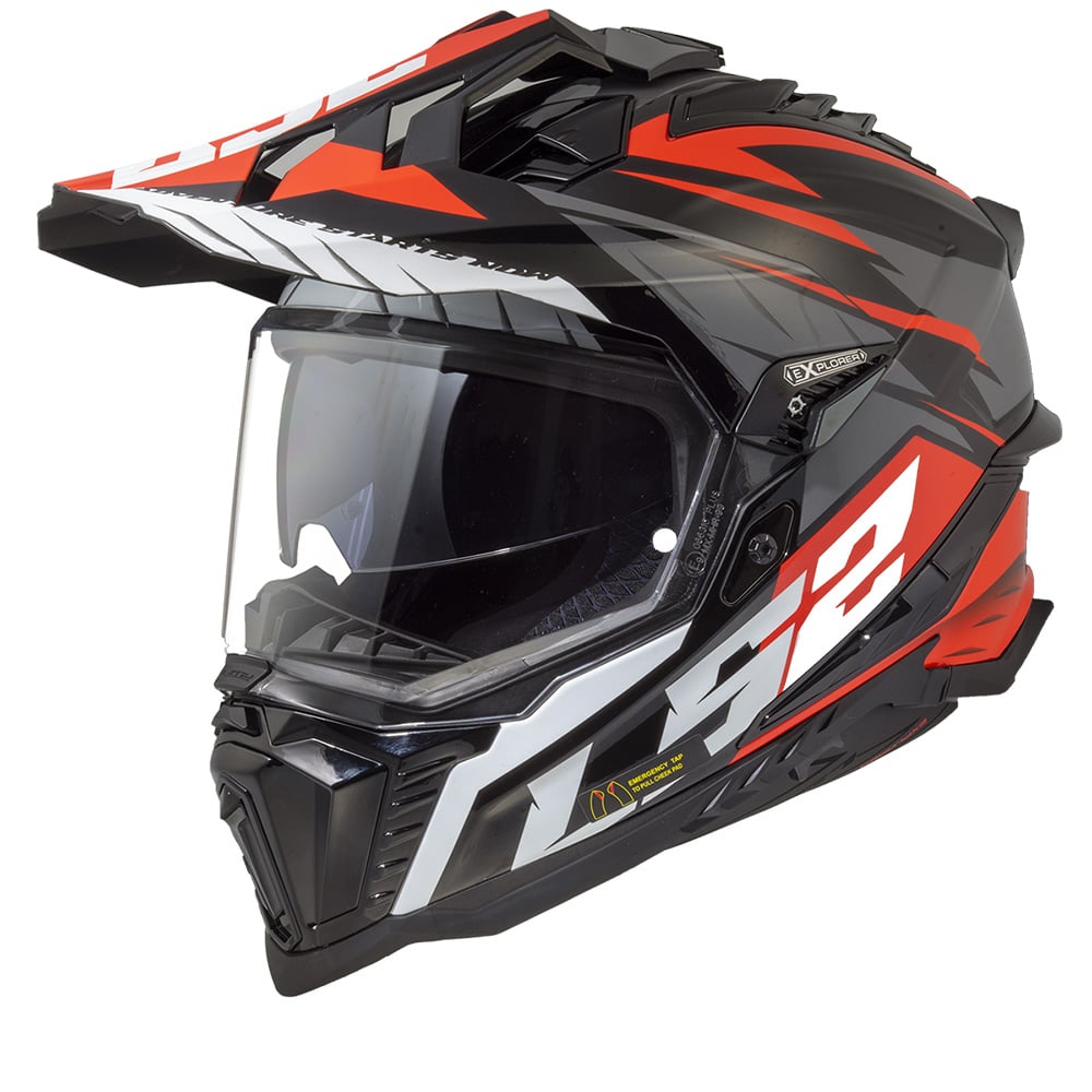 Image of LS2 MX701 Explorer Spire Black Titanium Red-06 Adventure Helmet Talla S