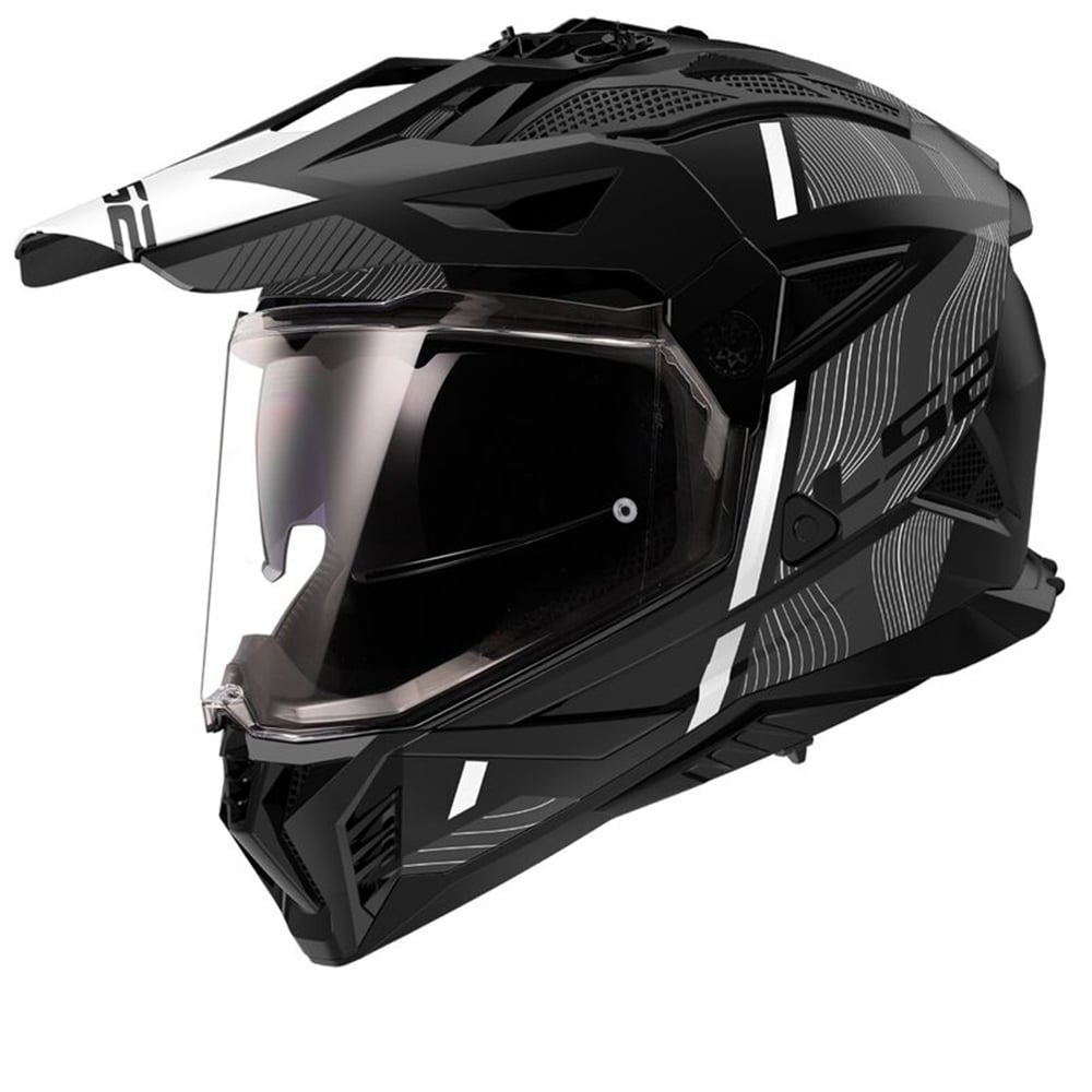Image of LS2 MX702 Pioneer II Hill Matt Black White Adventure Helmet Size M ID 6942141753107