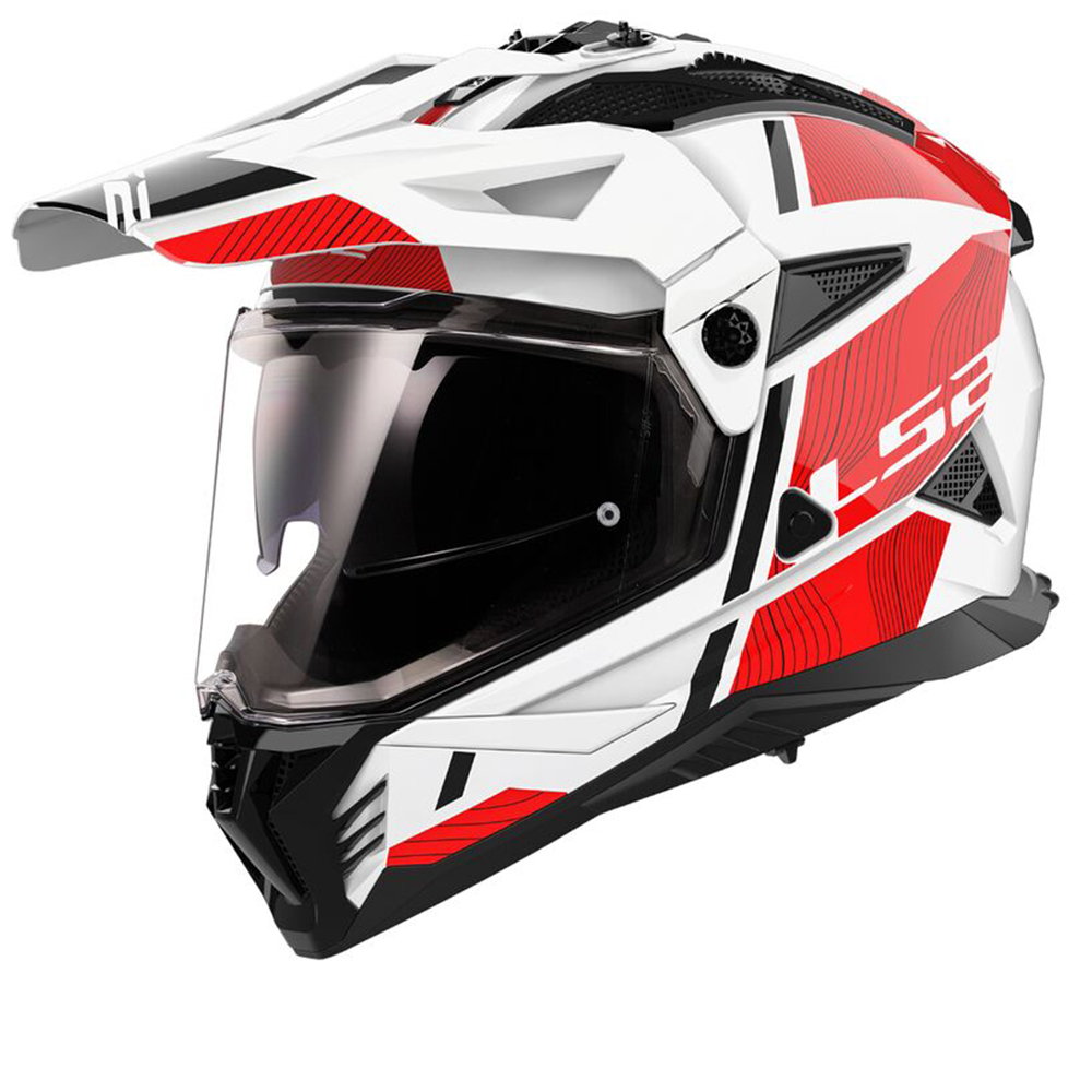 Image of LS2 MX702 Pioneer II Hill White Red Adventure Helmet Größe S