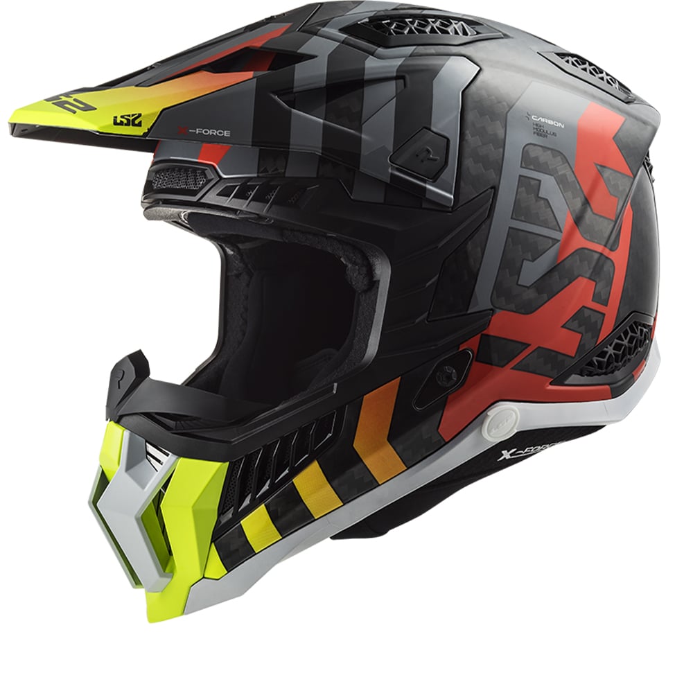 Image of LS2 Mx703 C X-Force Barrier H-V Yellow Red Offroad Helmet Size L EN