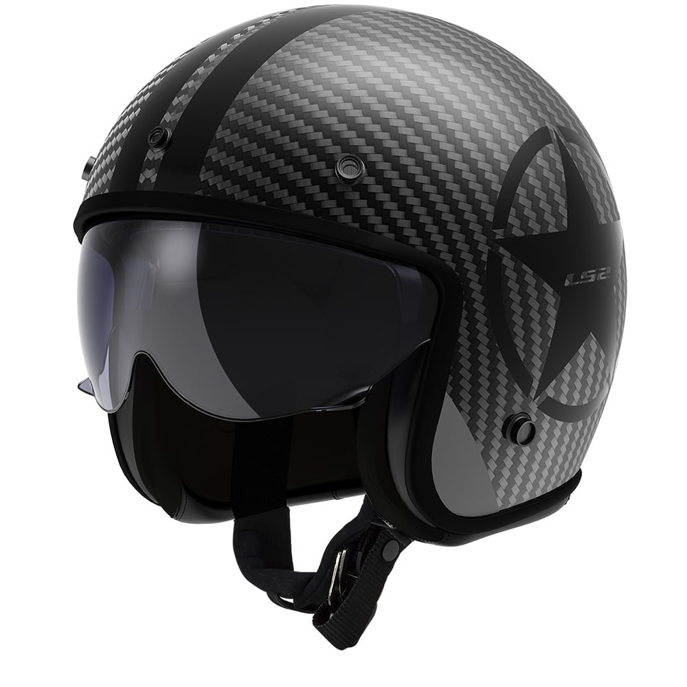 Image of LS2 OF601 Bob II Carbon Star Black 06 Jet Helmet Size S EN