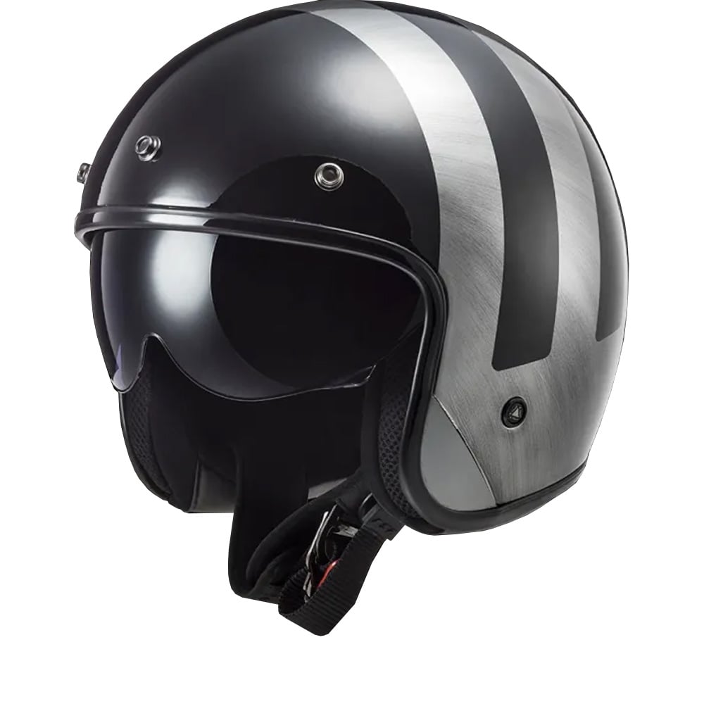 Image of LS2 OF601 Bob II Lines Black Jeans 06 Jet Helmet Size XS ID 6923221133354