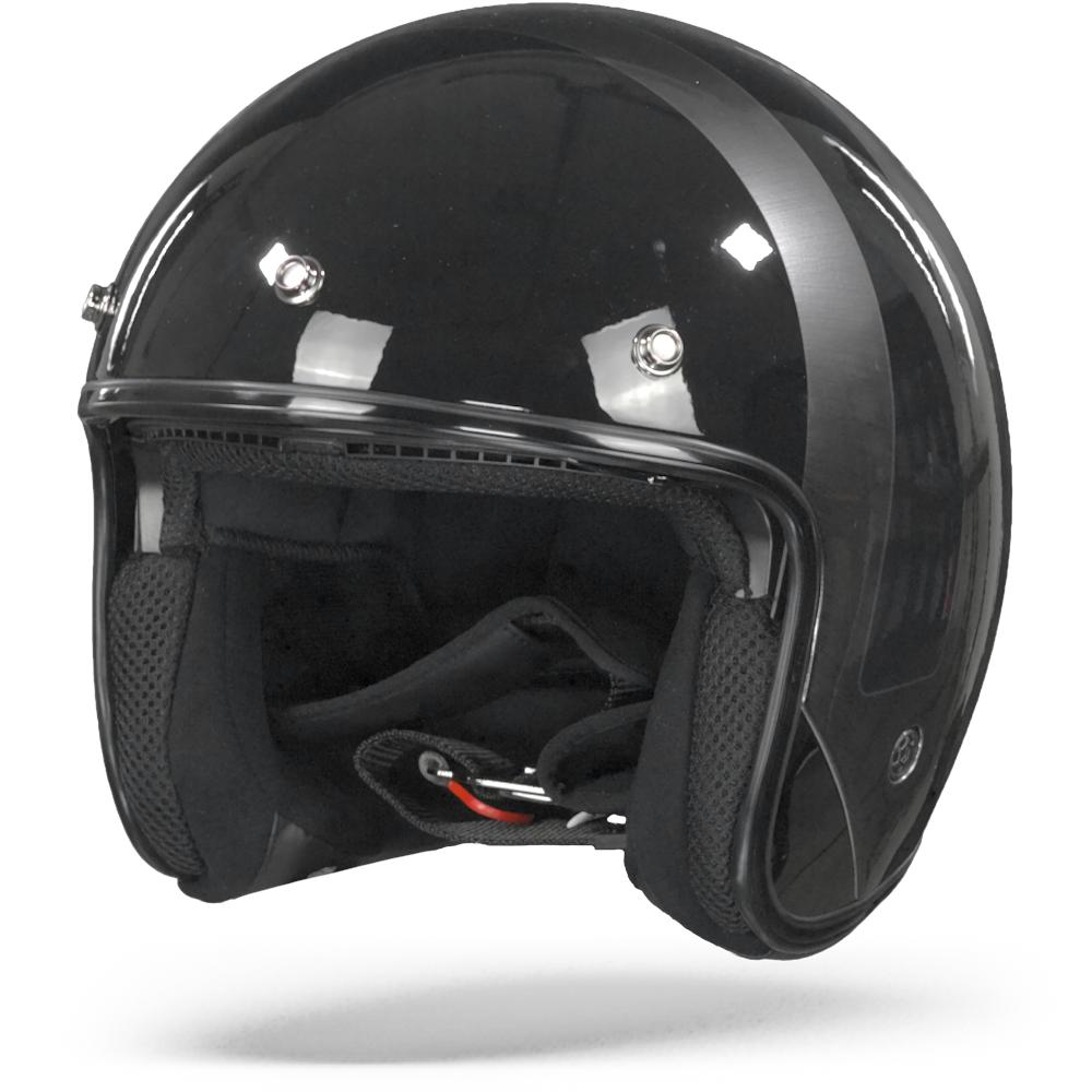 Image of LS2 OF601 Bob Lines Black Jeans Jet Helmet Size 2XL EN