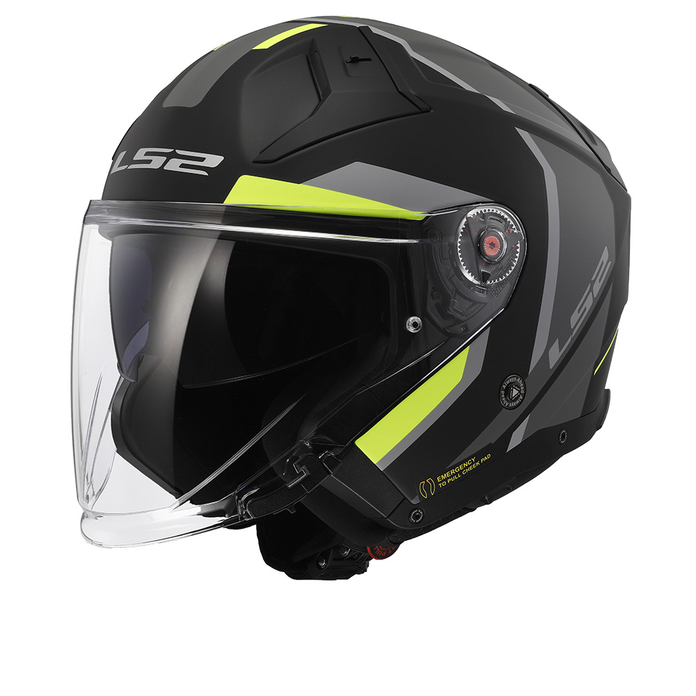 Image of LS2 OF603 Infinity II Focus Matt Black H-V Yellow Jet Helmet Size S EN