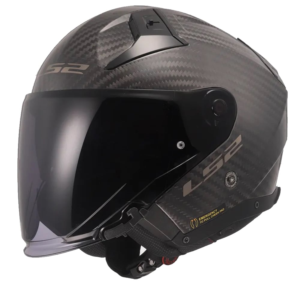 Image of LS2 OF603 Infinity II Glossy Carbon Jet Helmet Size S ID 6923221130698