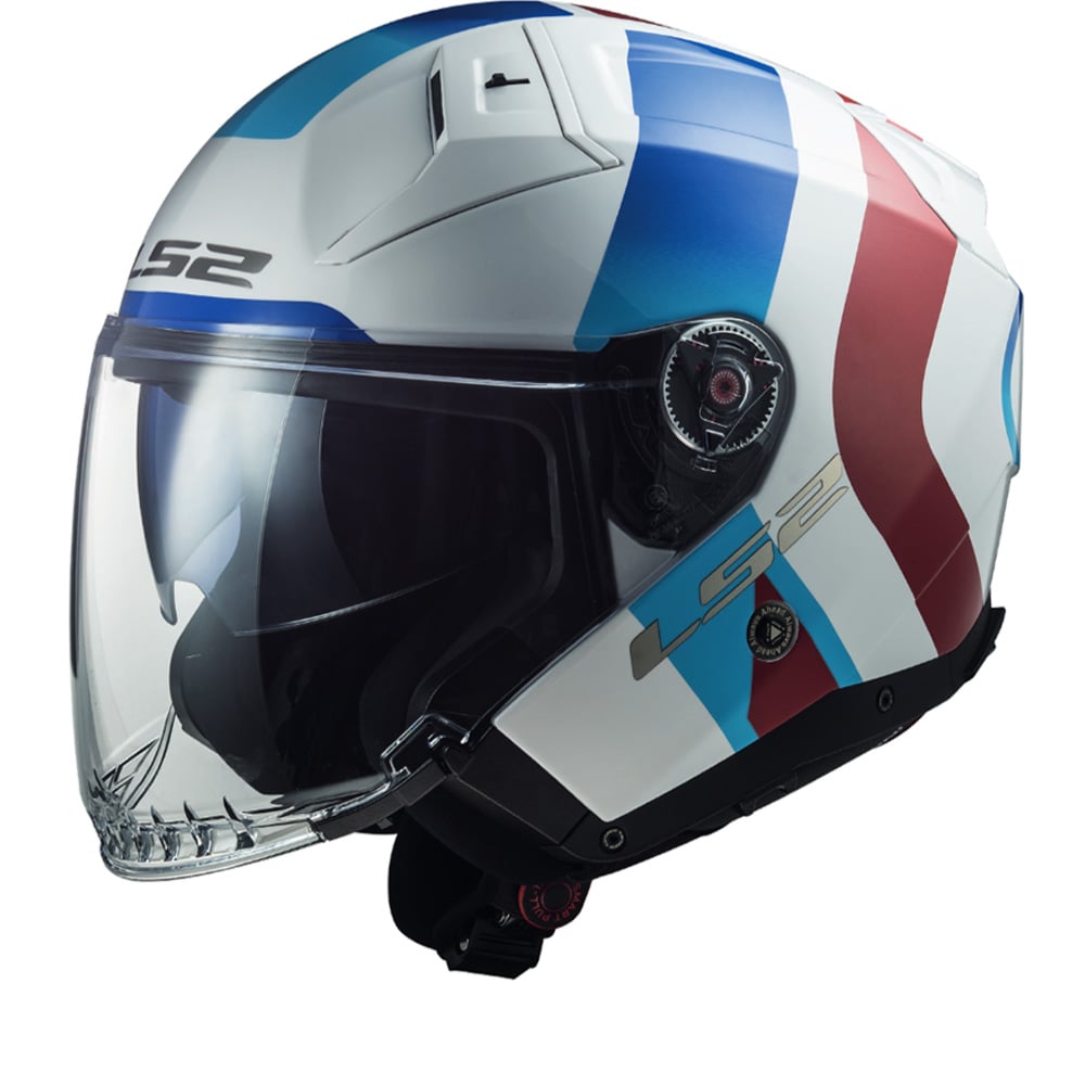 Image of LS2 OF603 Infinity II Special Glossy White Blue 06 Jet Helmet Size S ID 6923221128954