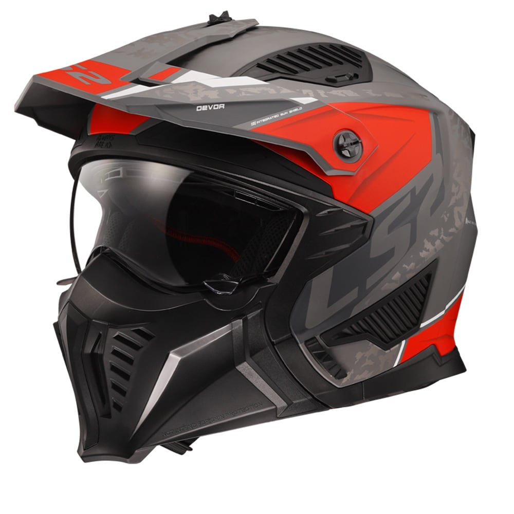 Image of LS2 OF606 Drifter Devor Matt Silver Titanium Red 06 Multi Helmet Size M EN