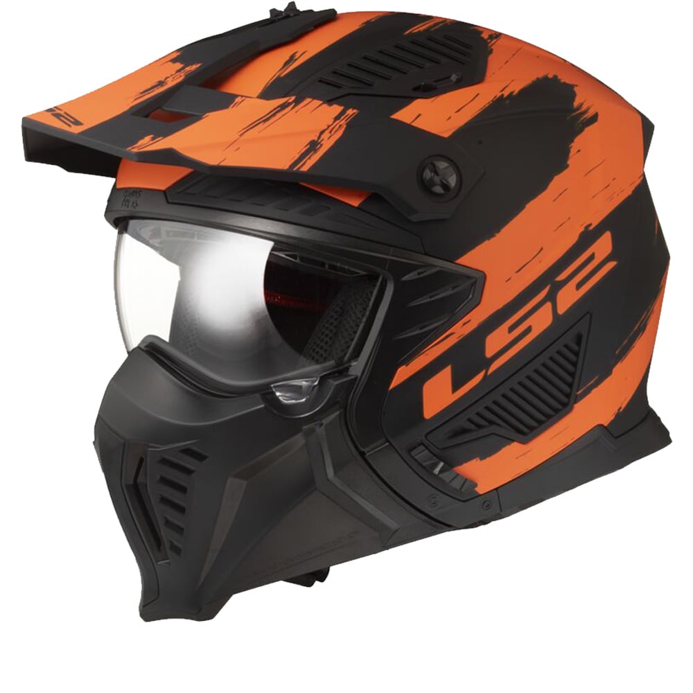 Image of LS2 OF606 Drifter Mud Matt Black Orange-06 Multi Helmet Talla M