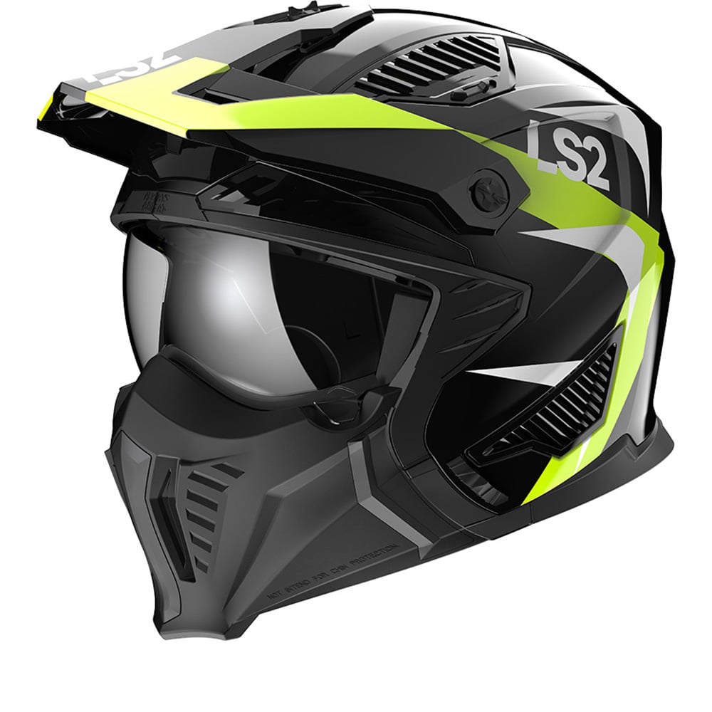 Image of LS2 OF606 Drifter Triality H-V Yellow 06 Offroad Helmet Size 2XL ID 6923221124628