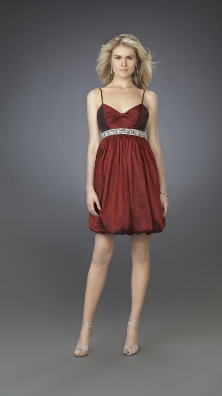 Image of La Femme - 14501 Ribbon Accented Sweetheart Bubble Cocktail Dress