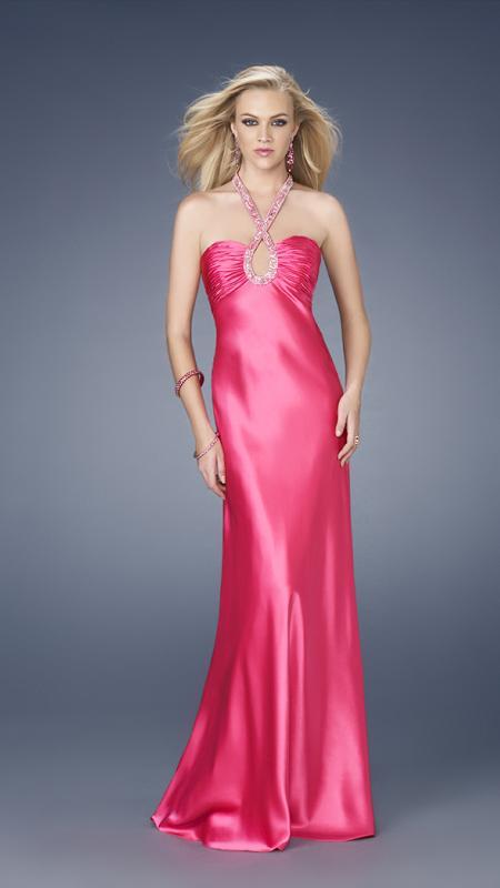 Image of La Femme - 15121 Long Dress with Intricate Beaded Neckline