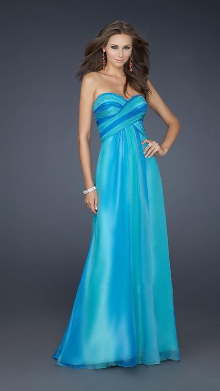 Image of La Femme - 17167 Vibrant Dual-Toned Sweetheart A-Line Chiffon Gown