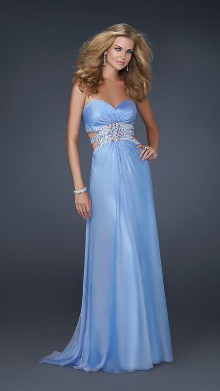 Image of La Femme - 17203 Ruched Sweetheart with Embellished Cutouts A-line Evening Dress