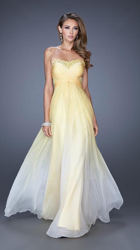 Image of La Femme - 20167 Ombre Lace Trimmed Sweetheart A-Line Gown