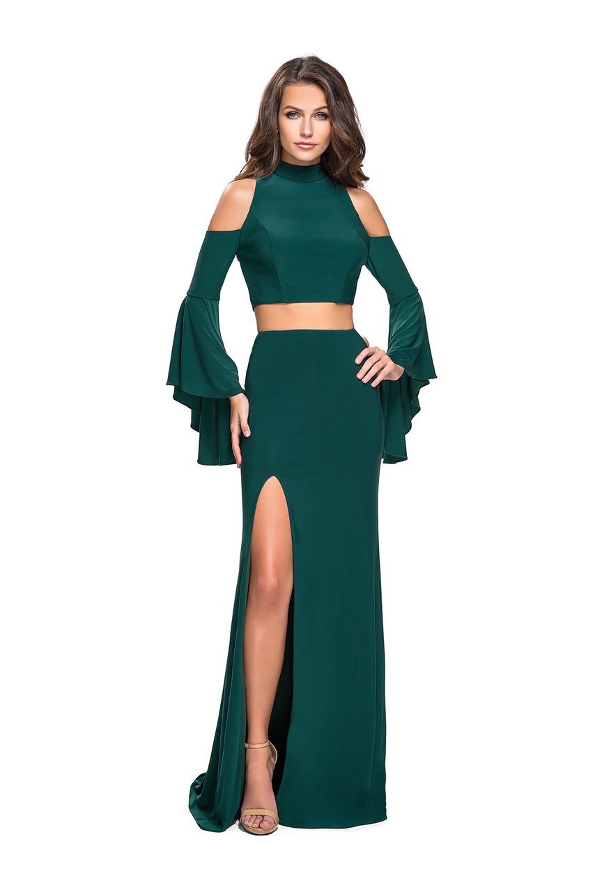 Image of La Femme - 25353 Long Sleeve Cutaway Two-Piece Jersey Gown