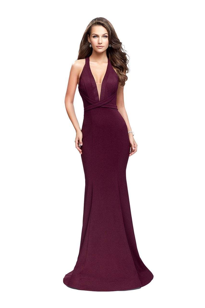 Image of La Femme - 25503 Strappy Plunging Fitted Mermaid Gown