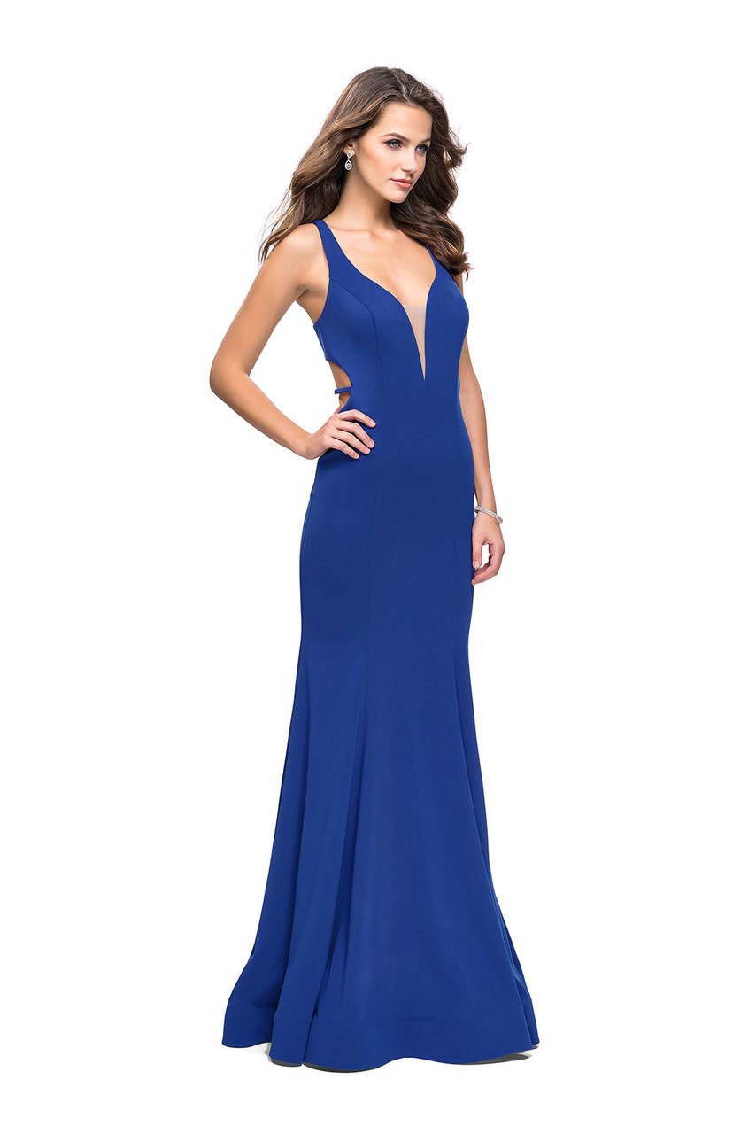 Image of La Femme - 25594 Plunging Sweetheart Jersey Mermaid Gown