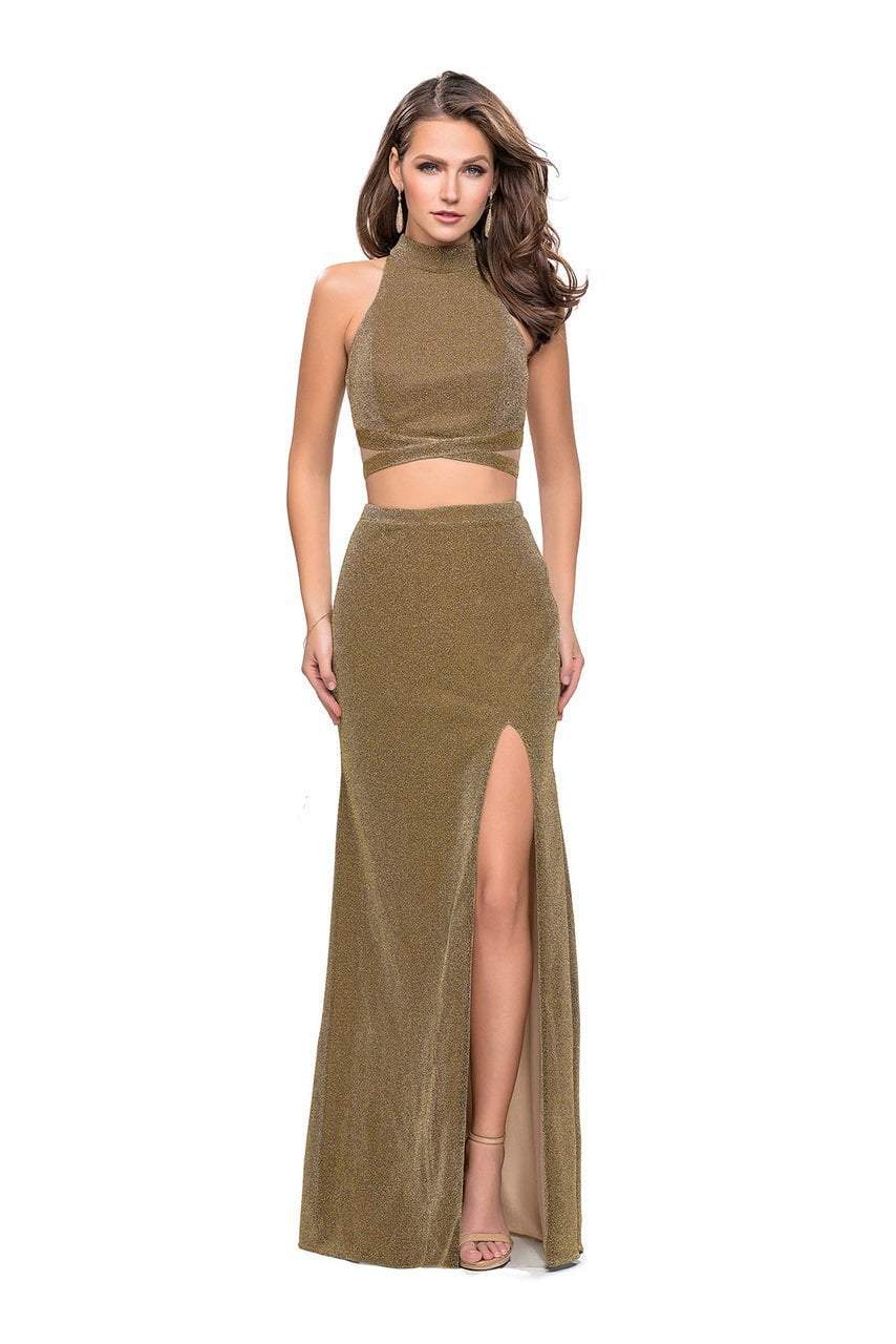 Image of La Femme - 25604 Two-Piece High Neck Cutout Jersey Gown