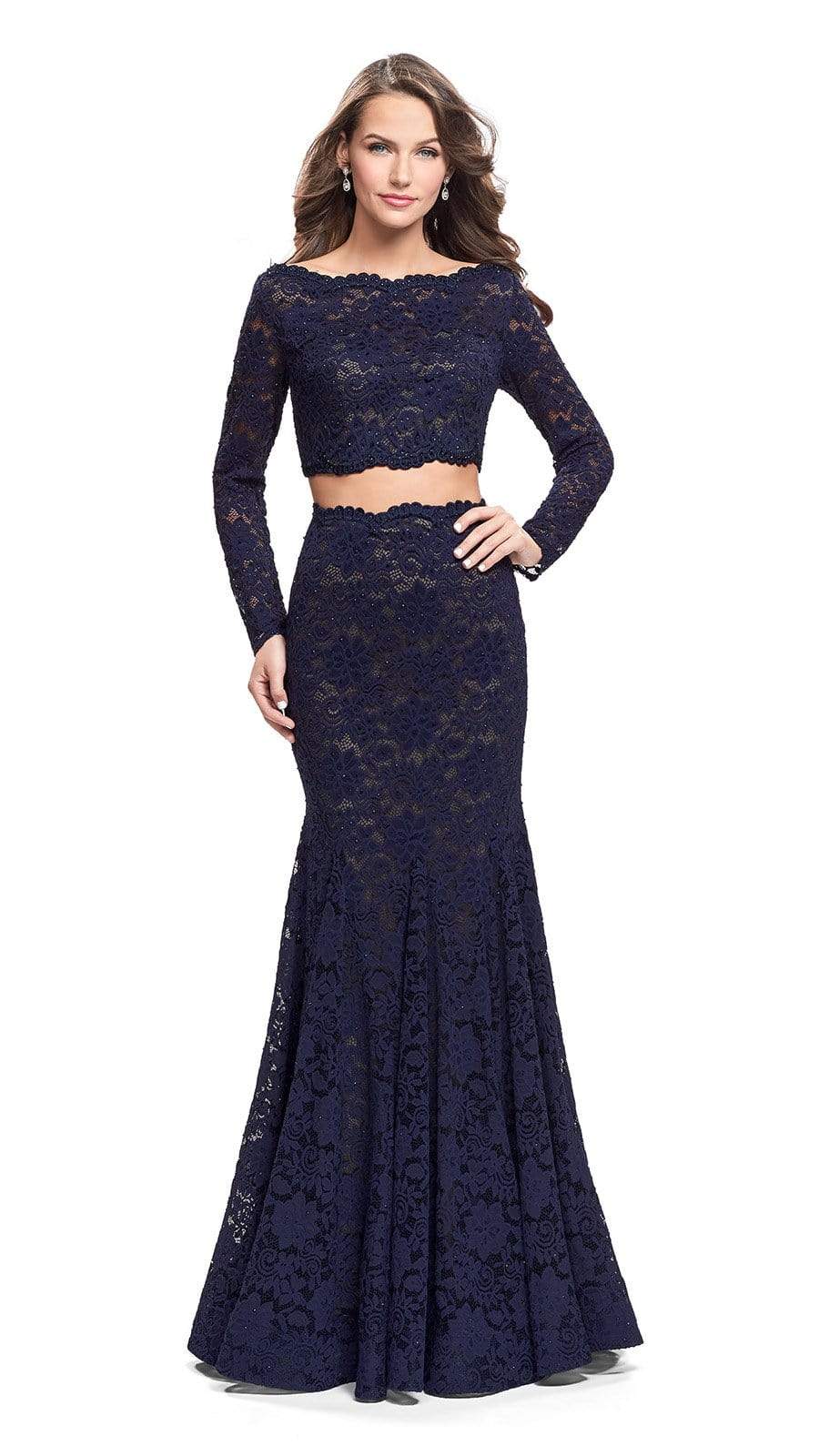Image of La Femme - 25668 Two Piece Lace Mermaid Dress