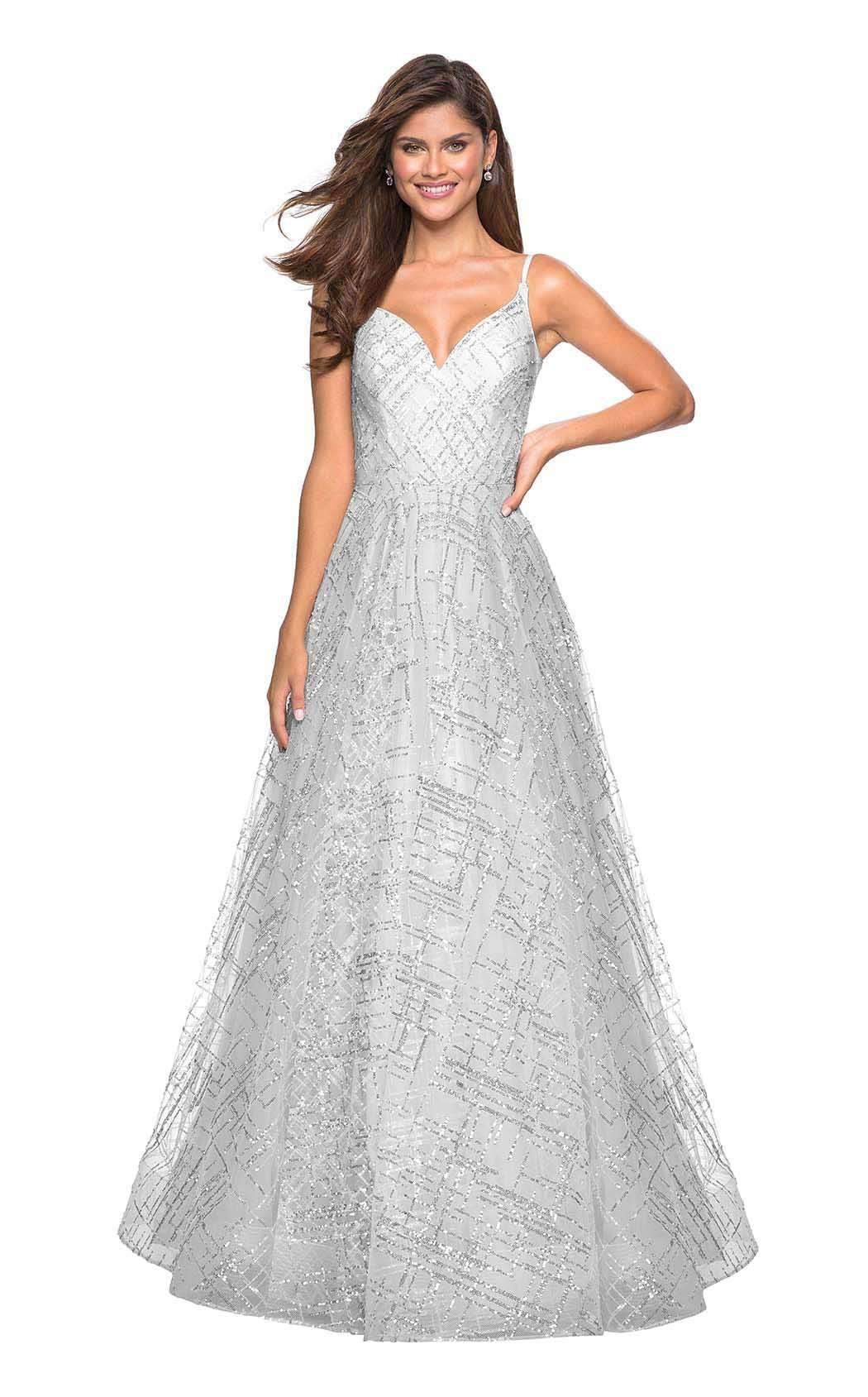 Image of La Femme - 27199 Sparkling Sequin Sleeveless A-Line Dress