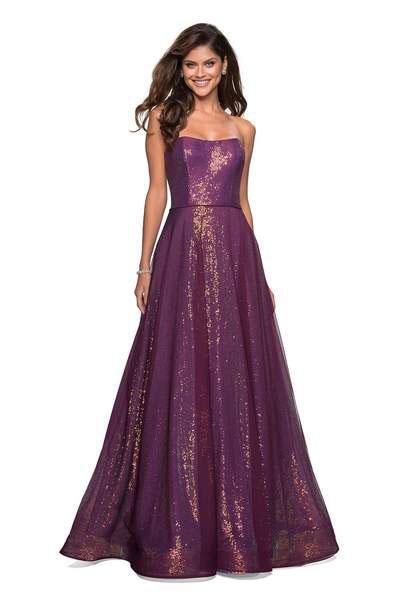Image of La Femme - 27296 Sequined Sweetheart Tulle A-line Dress