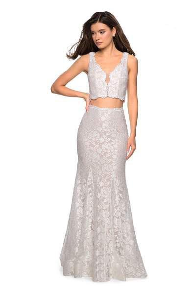 Image of La Femme - 27302 Two Piece Allover Lace Mermaid Gown
