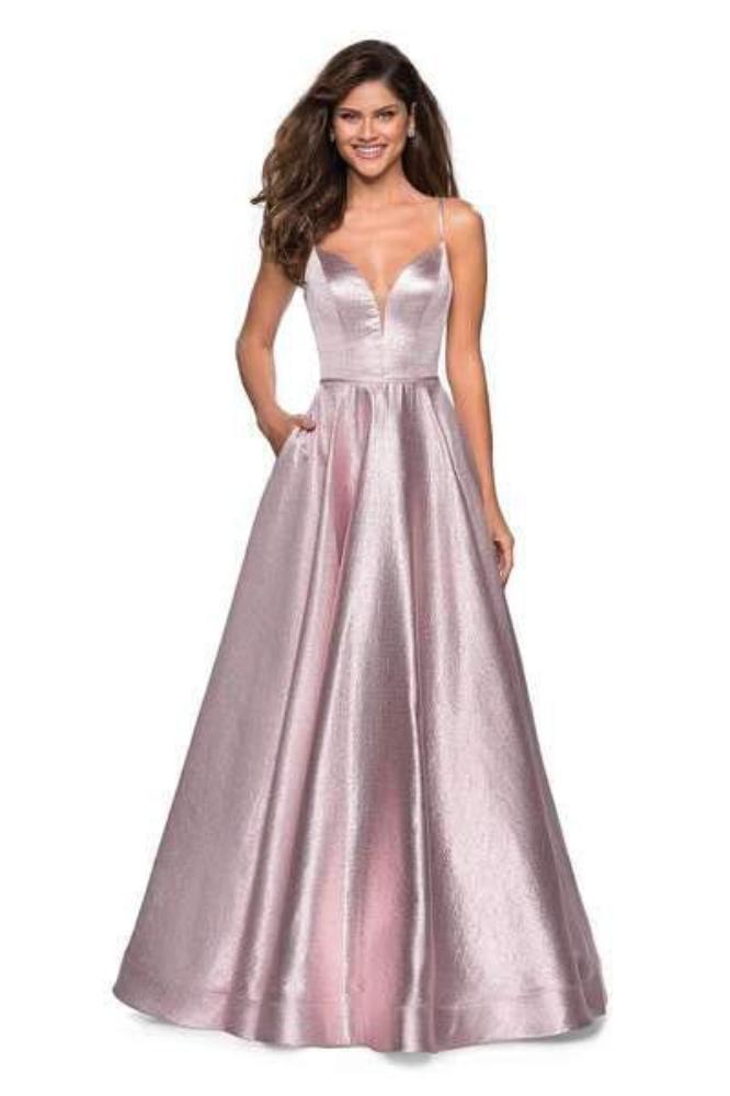 Image of La Femme - 27322 Plunging Sweetheart Pleated Ballgown