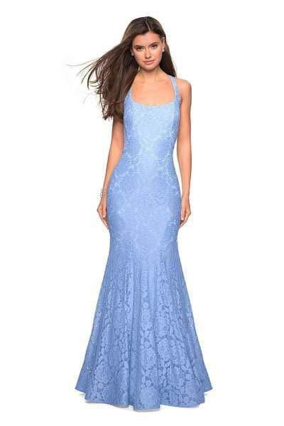 Image of La Femme - 27484 Jewel-Sprinkled Square Neck Trumpet Gown