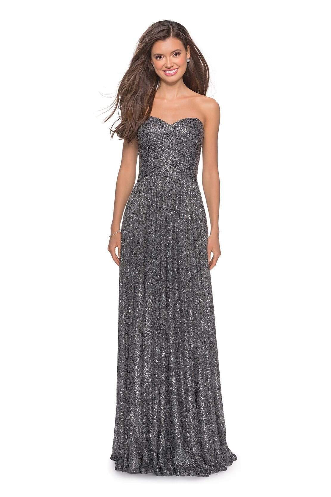 Image of La Femme - 27879 Ruched Sweetheart A-Line Evening Gown