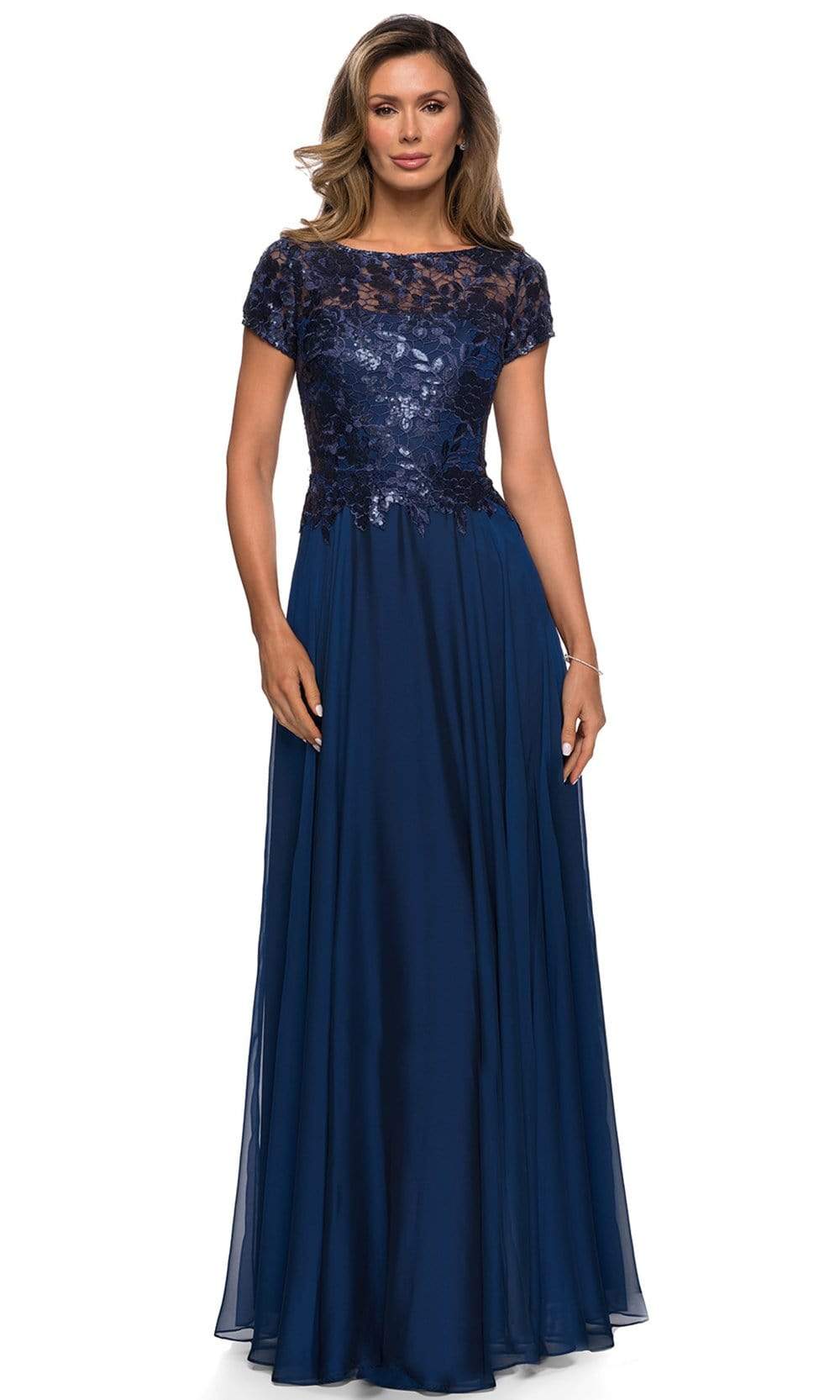 Image of La Femme - 27924 Sequined Lace A-Line Mother of the Bride Dress