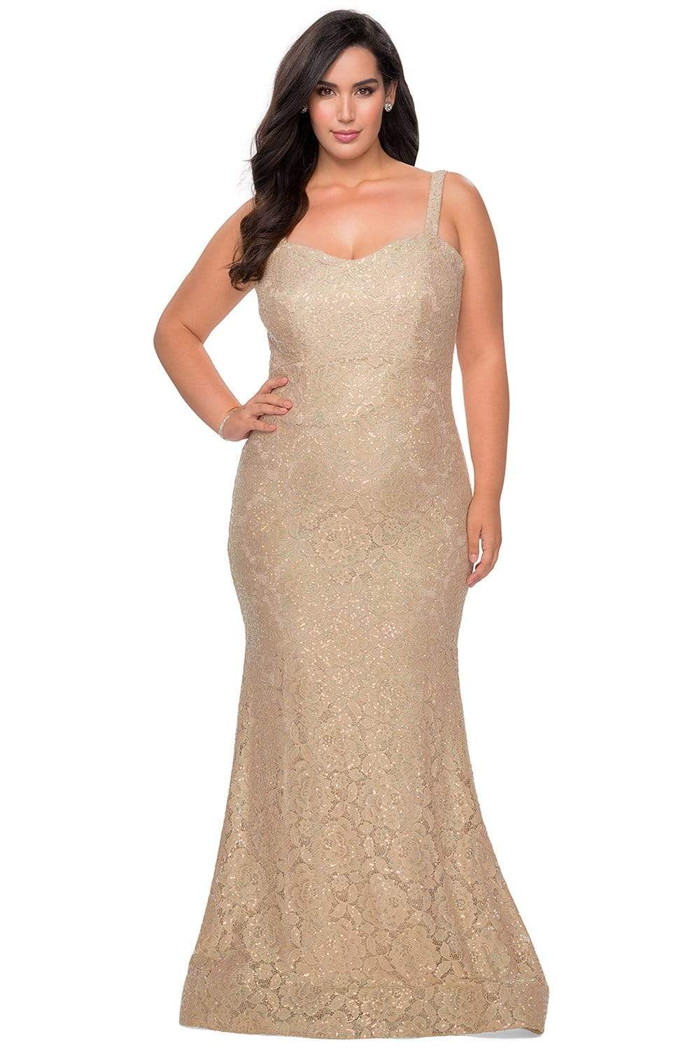 Image of La Femme - 28798 Rhinestone Embellished Sweetheart Simple Prom Dress