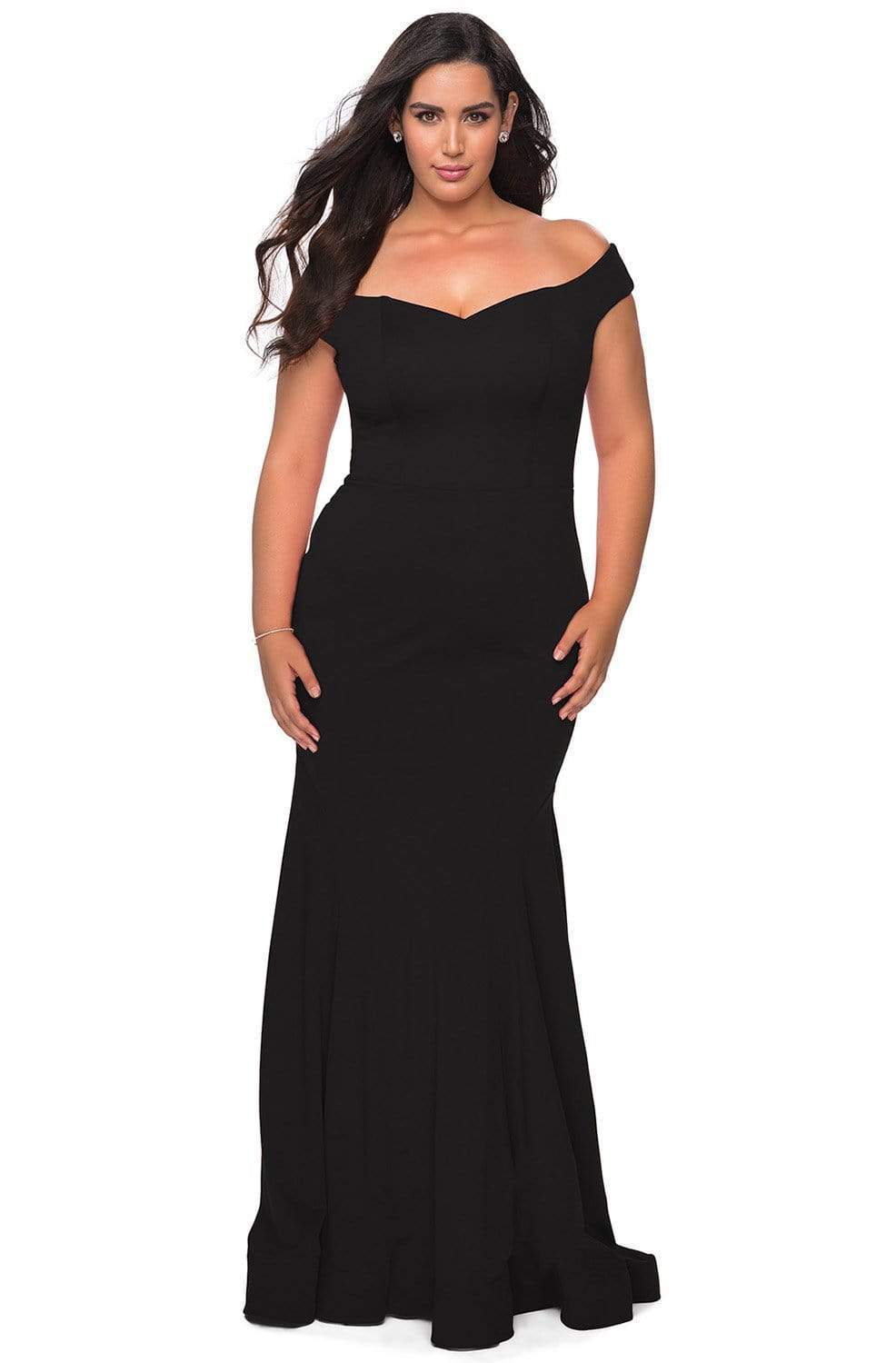 Image of La Femme - 28963 Off-Shoulder Jersey Simple Prom Dress