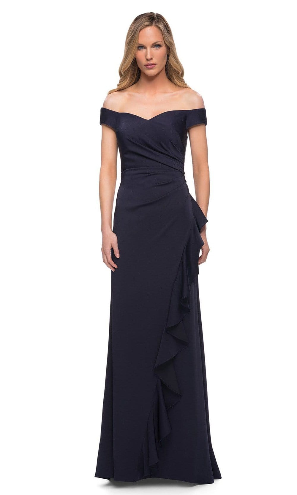 Image of La Femme - 29509 Ruched A-Line Evening Dress