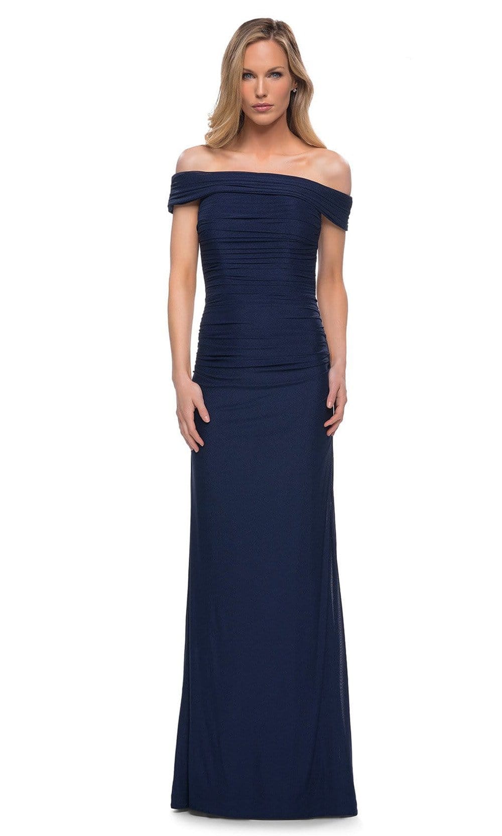 Image of La Femme - 29541 Off Shoulder Column Evening Dress