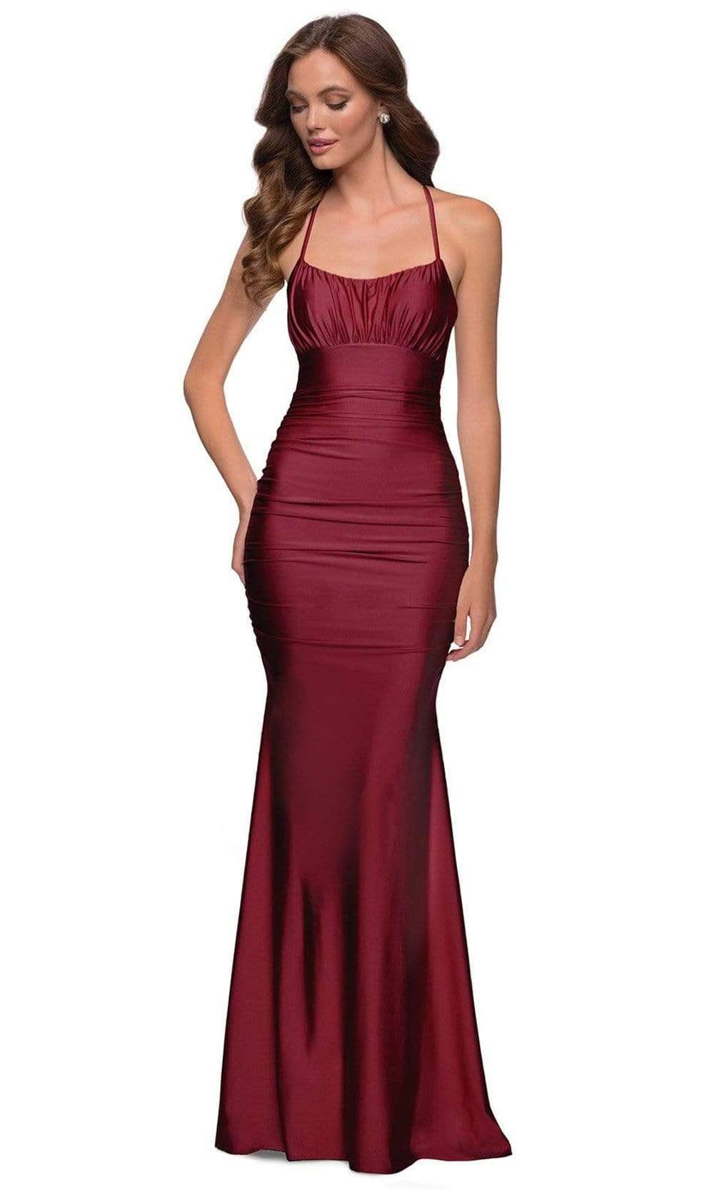 Image of La Femme - 29873 Open Back Jersey Modest Prom Gown